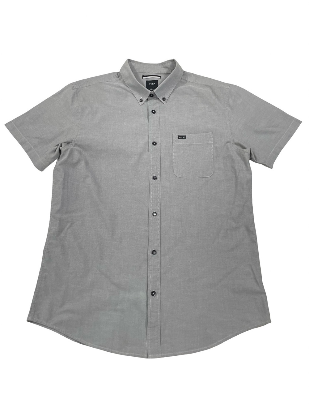 RVCA That’ll Do Stretch Gray Short Sleeve Button-Up Shirt Size L (Retail $60)